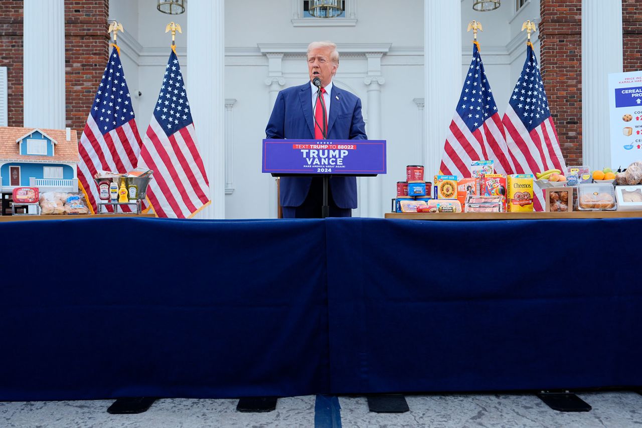 Donald Trump speaks at a news conference at Trump National Golf Club on Thursday in Bedminster, New Jersey.