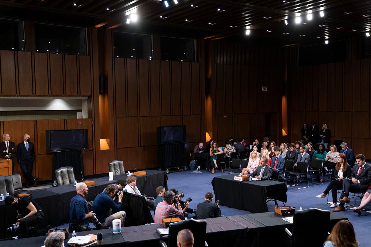 Peiter Zatko testifies before the Senate Judiciary Committee on Capitol Hill in Washington, on September 13.