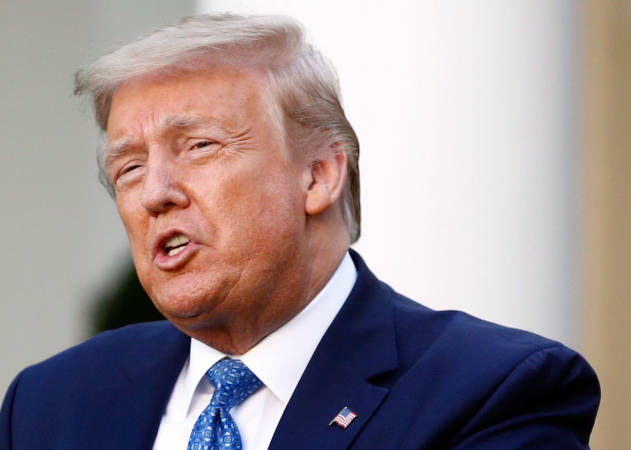 President Donald Trump speaks at the White House on Monday in Washington.