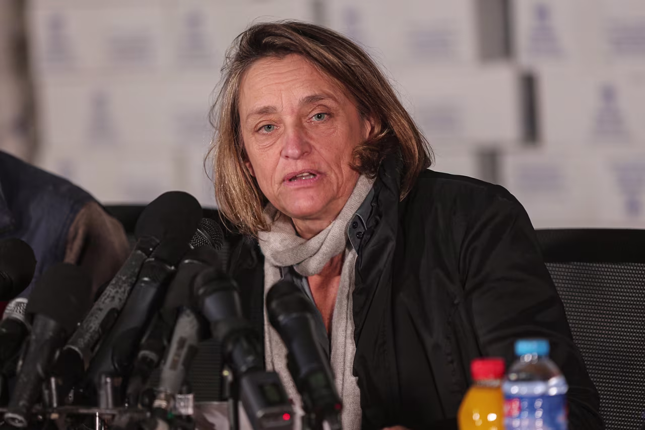 Lynn Hastings attends a news conference in Gaza on January 31.
