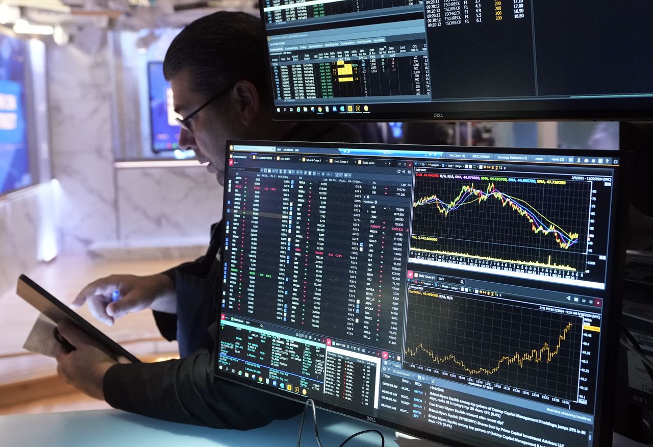 ?A trader works on the floor of the New York Stock Exchange, on Wednesday, September 18, 2024. 