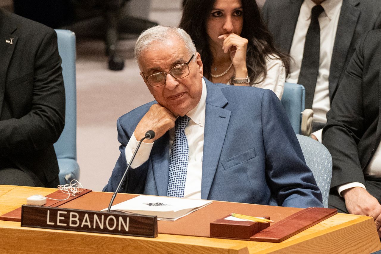 Abdallah Bou Habib, Minister for Foreign Affairs and Emigrants of Lebanon attends a Security Council meeting at UN Headquarters in New York on July 17.