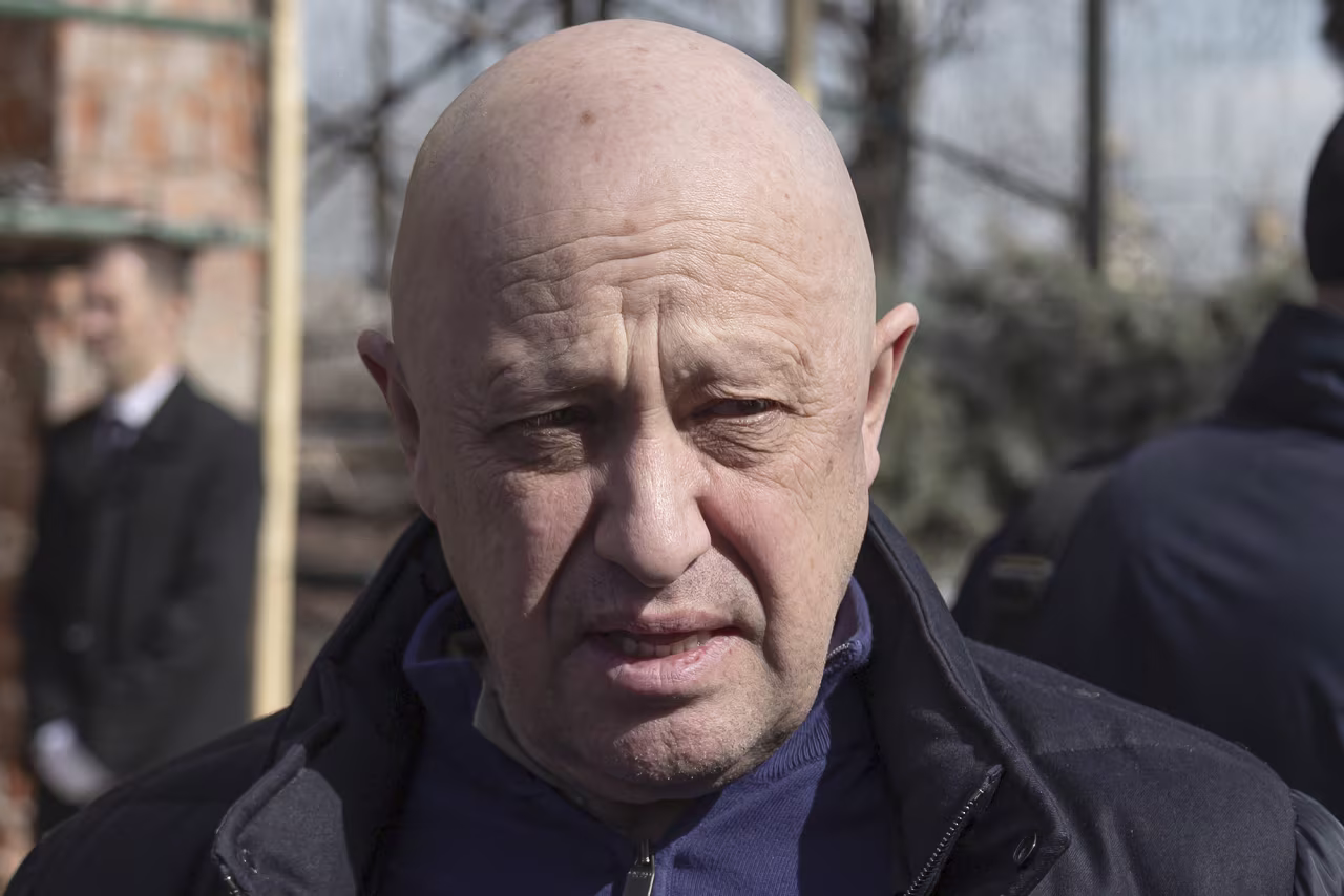Yevgeny Prigozhin, the owner of the Wagner private military company, attends a funeral ceremony at the Troyekurovskoye cemetery in Moscow, Russia, on April 8.