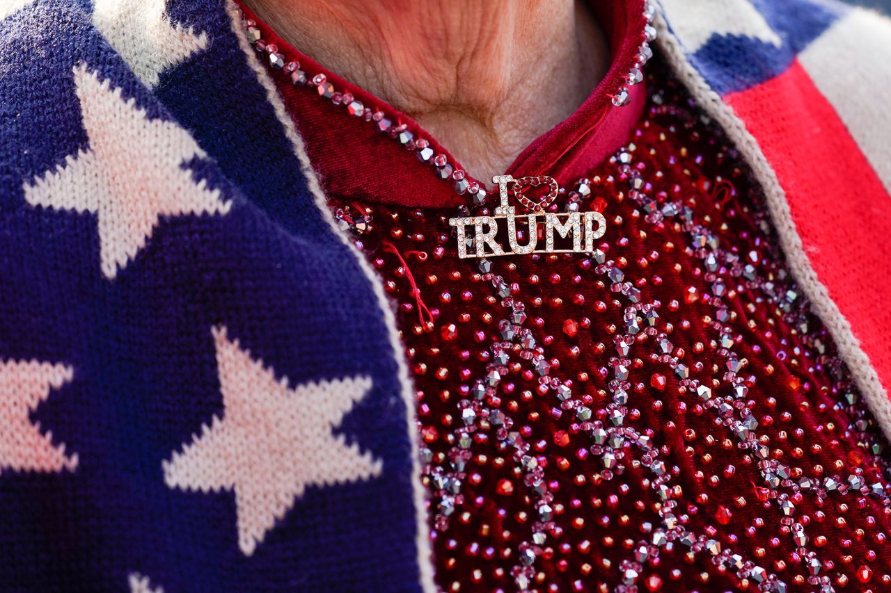 A supporter wears an 