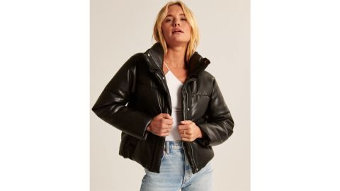 A&F vegan leather mini down jacket