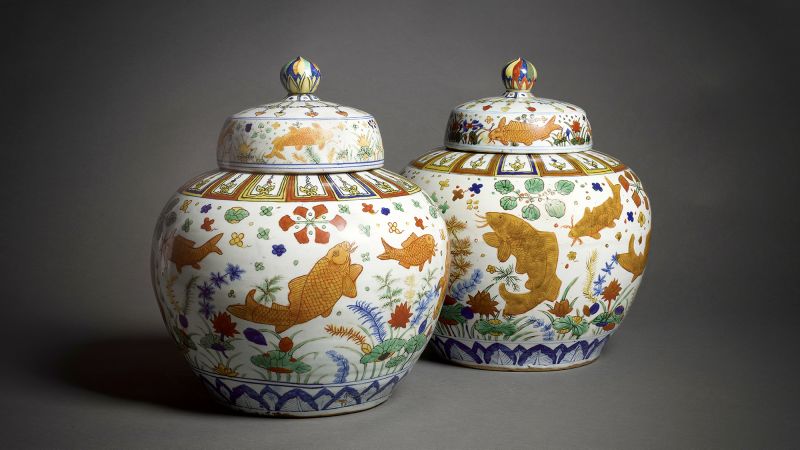 Rare pair of Ming Dynasty jars smash auction estimate, selling for $12.5 million