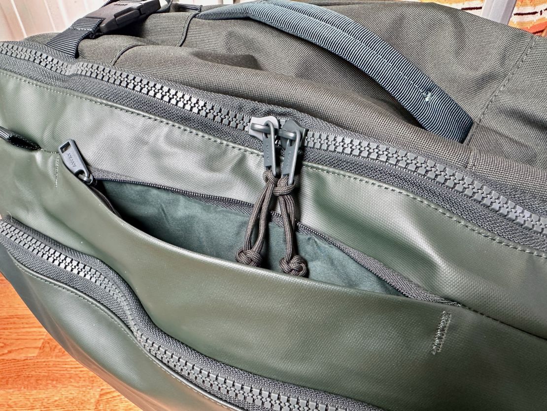 A small exterior pocket on the Away FAR 45L backpack