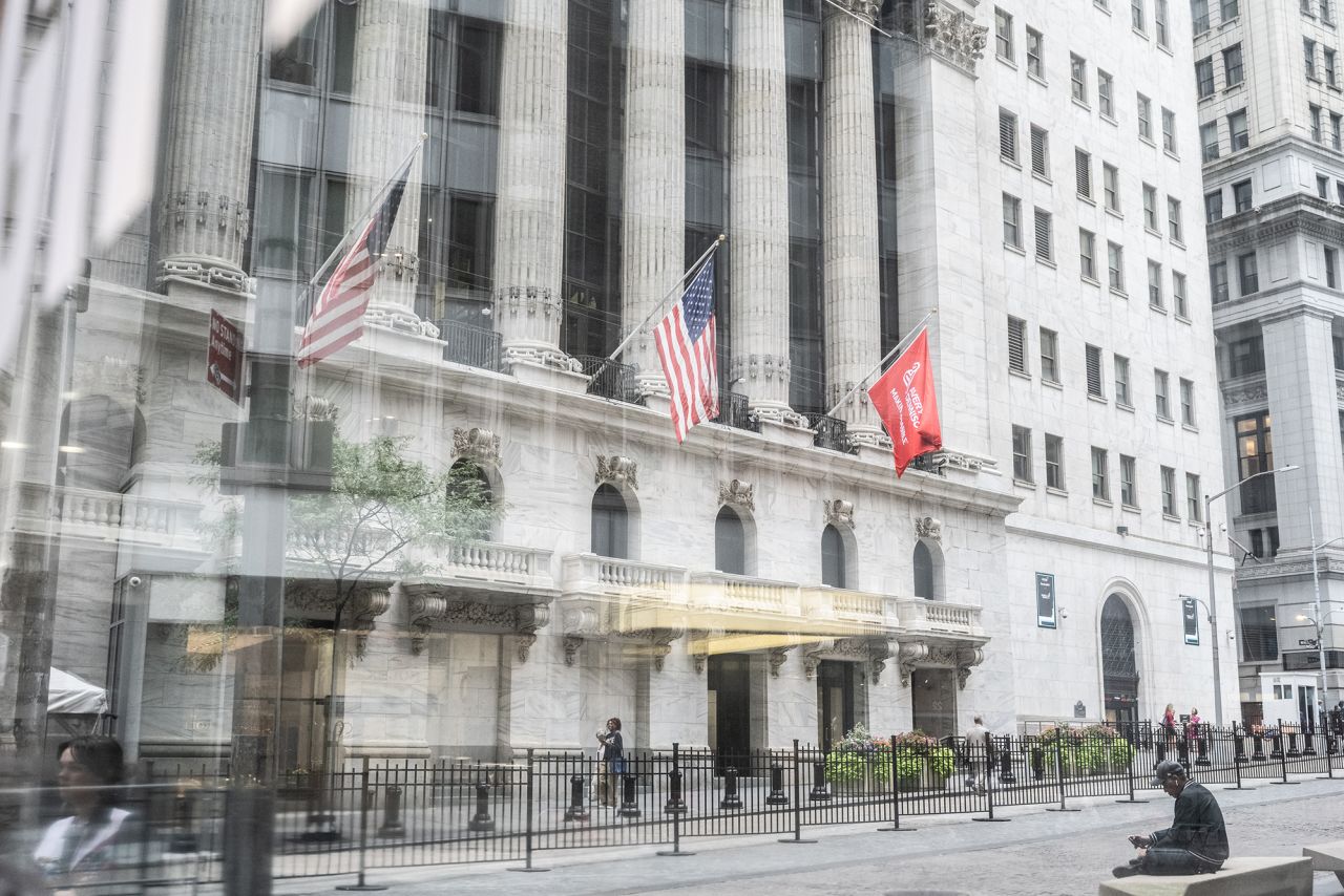 An exterior view of the New York Stock Exchange today.