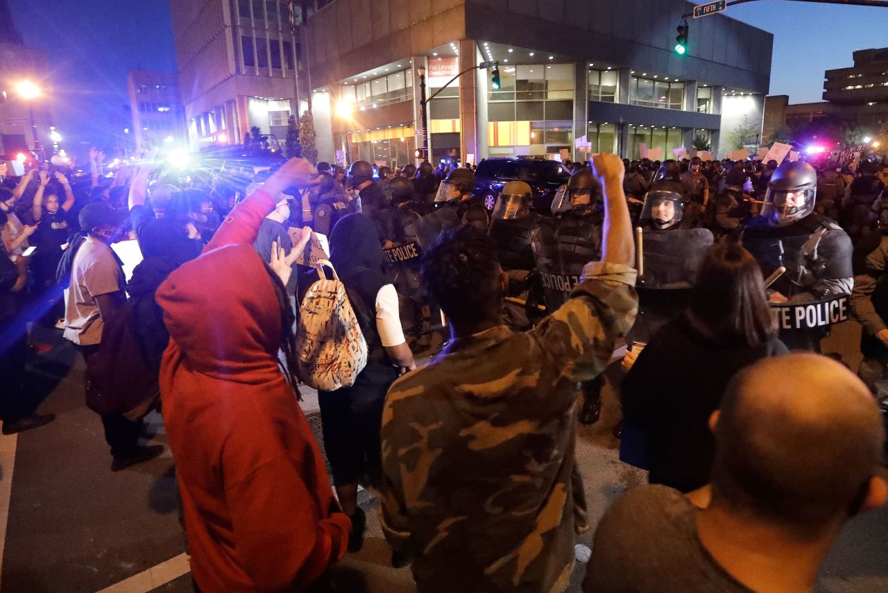 Protesters gather on May 29 in Louisville, Kentucky.