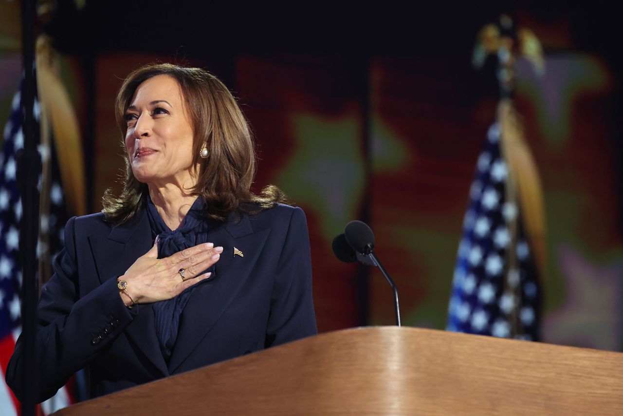 Kamala Harris attends the Democratic National Convention at the United Center in Chicago on August 22.