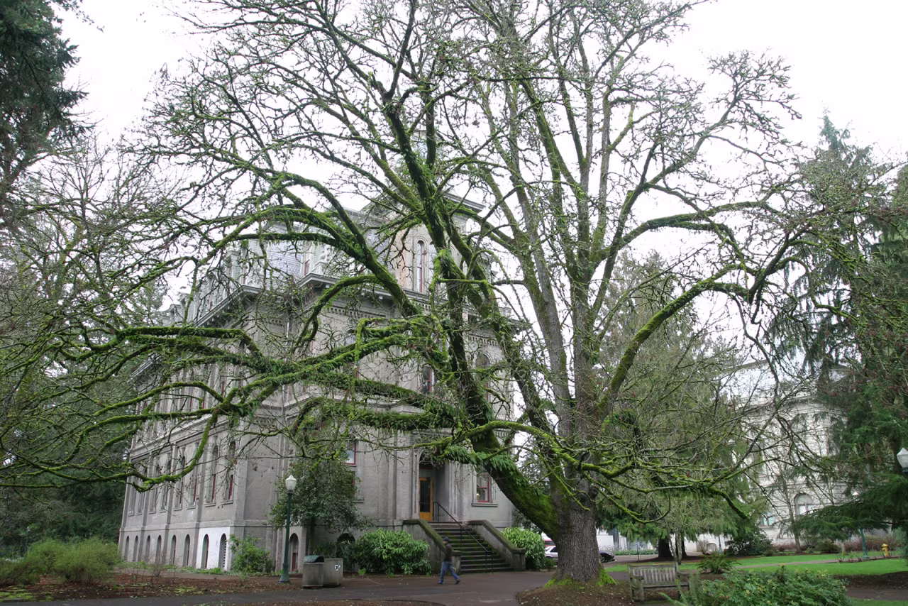 Deady Hall on the University of Oregon campus in Eugene, Oregon.