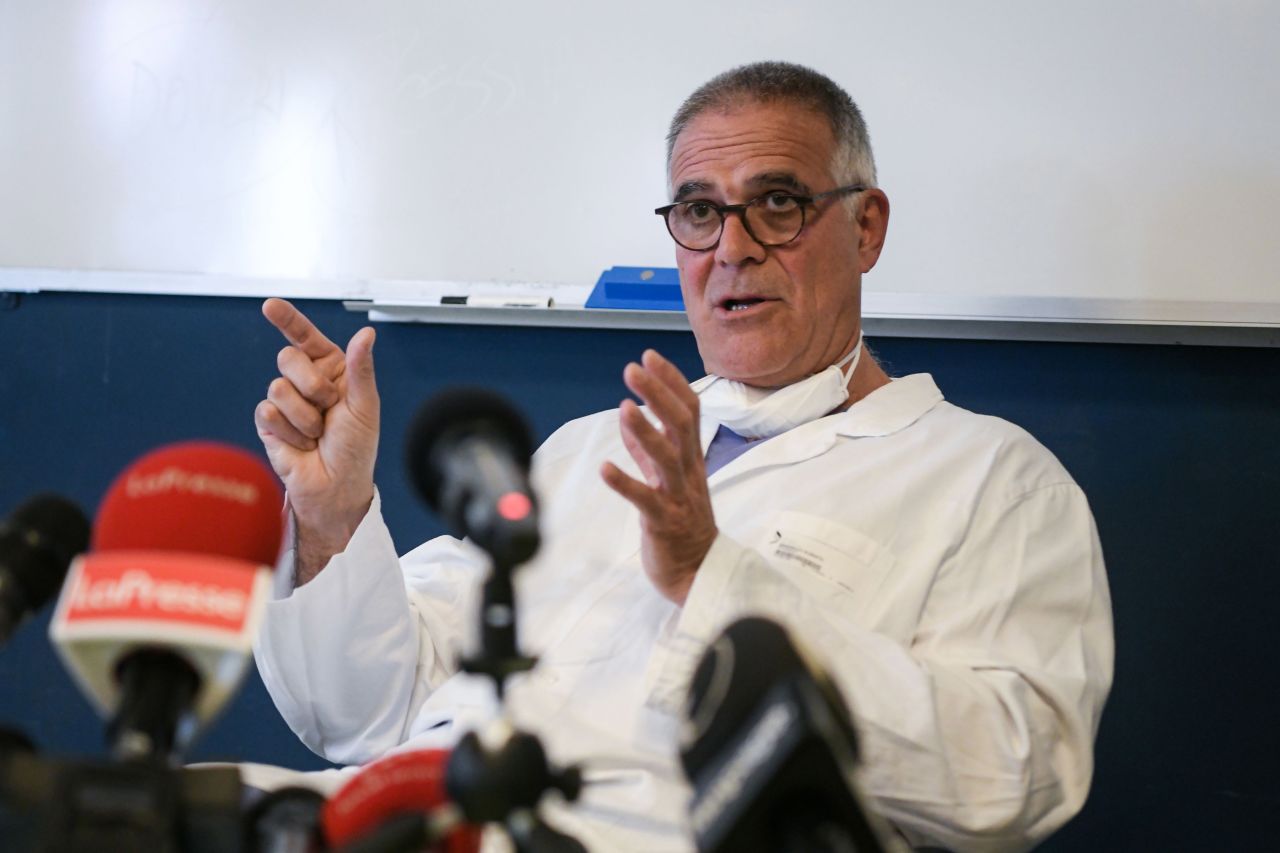 Italian professor Alberto Zangrillo, personal doctor of former Italian prime minister Silvio Berlusconi, speaks during a press conference at the San Raffaele Hospital in Milan, on September 4.