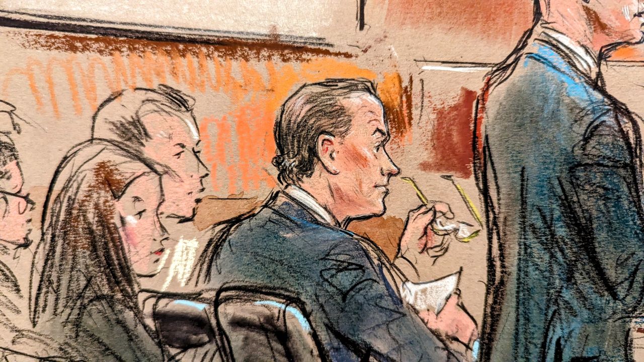 Hunter Biden sits in court on Monday, June 3, in Wilmington, Delaware, in this court sketch.