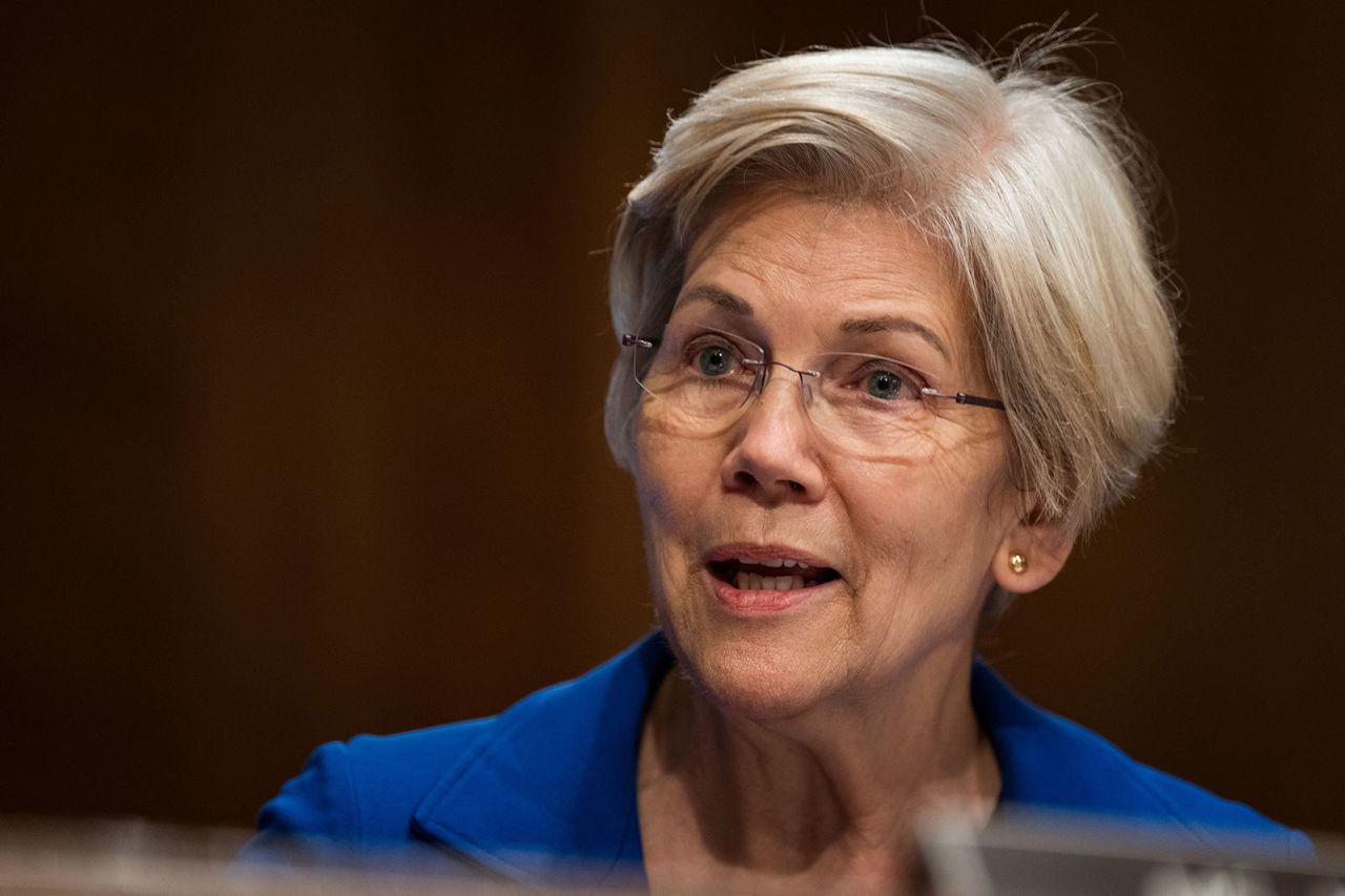 Sen. Elizabeth Warren speaks during a Senate Banking, Housing, and Urban Affairs committee hearing on January 11 in Washington, DC.