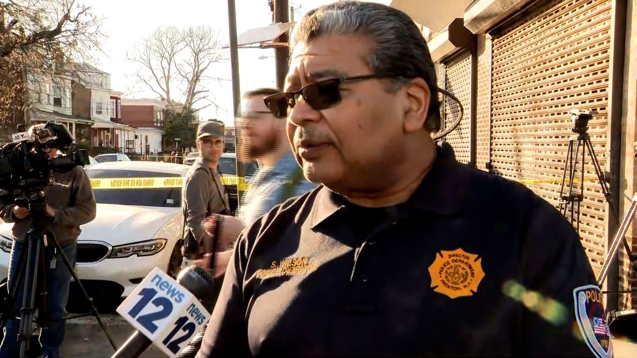 Trenton Police Director Steve Wilson speaks at a press conference on Saturday. 