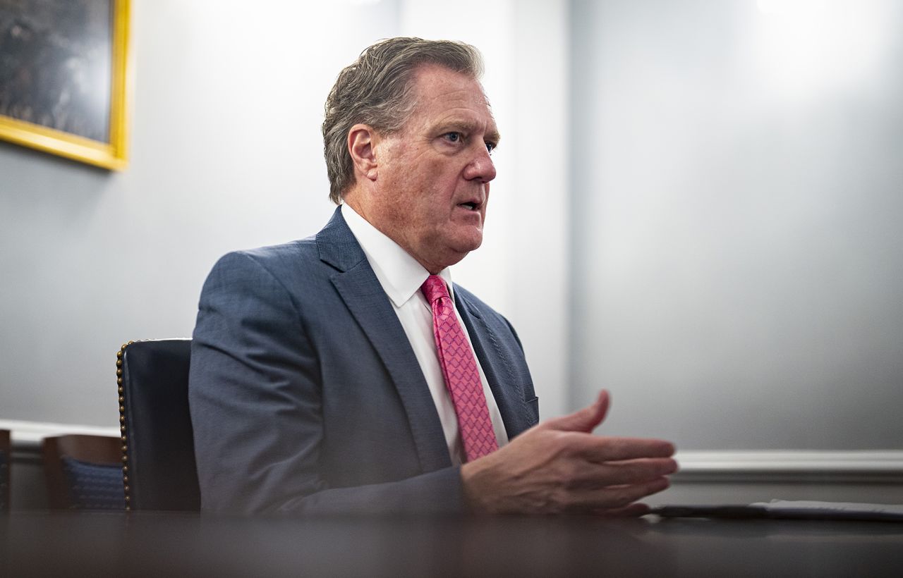 Rep. Mike Turner speaks during an interview in Washington, DC, on Monday, November 6. 