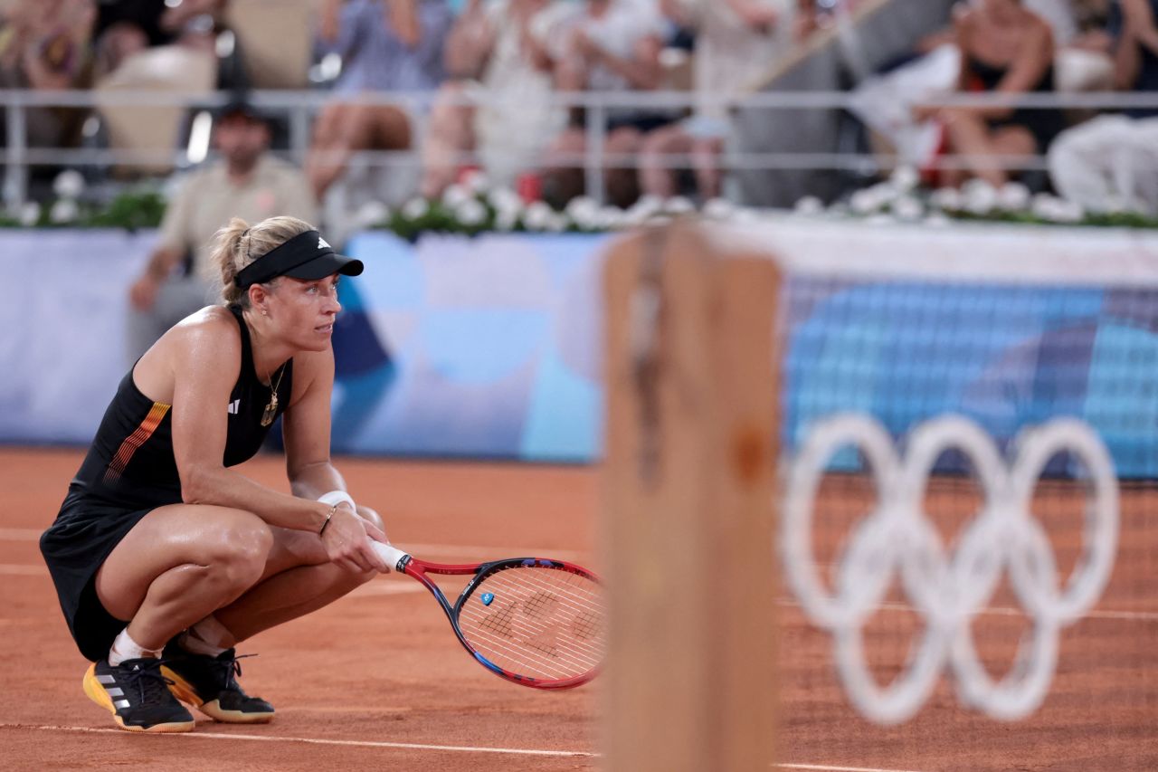 Angelique Kerber of Germany reacts during her match against Zheng Qinwen of China on Wednesday.