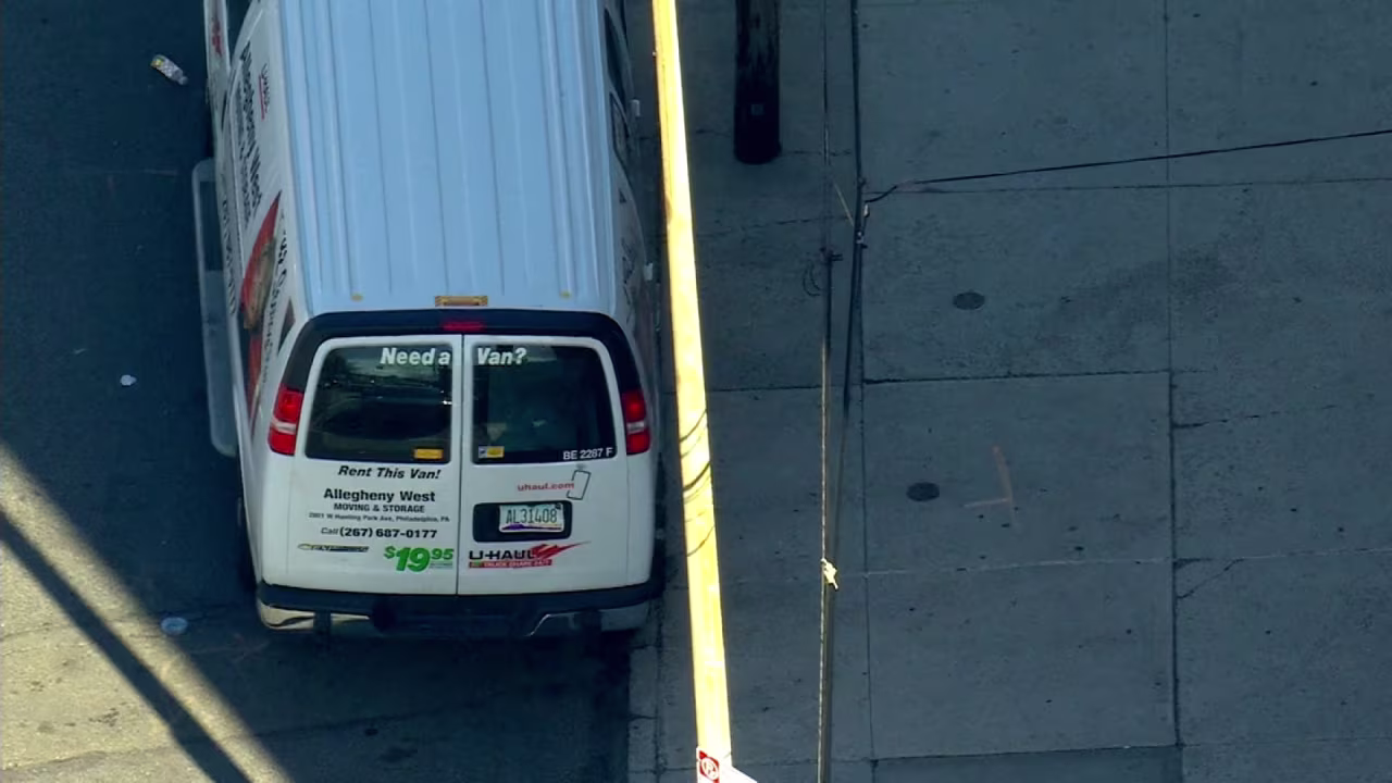 An aerial view of the U-Haul cargo van police have been searching for is seen on April 12.