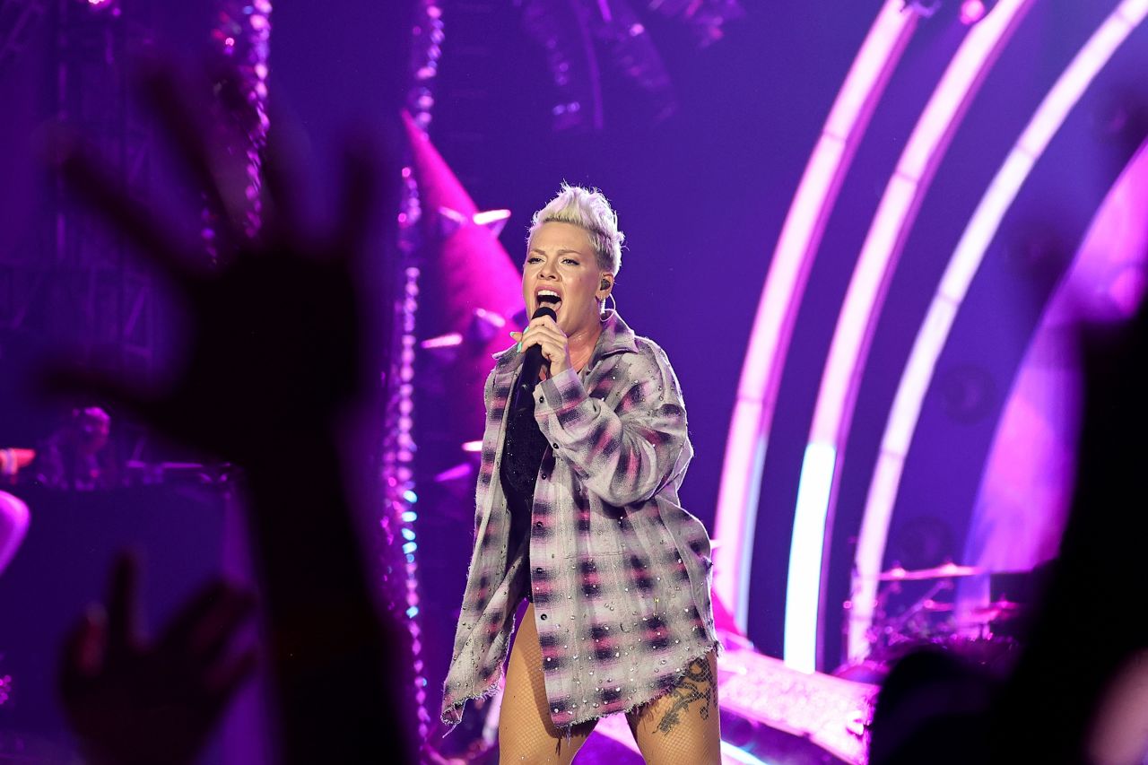 Singer Pink performs onstage on August 10, in St Louis, Missouri