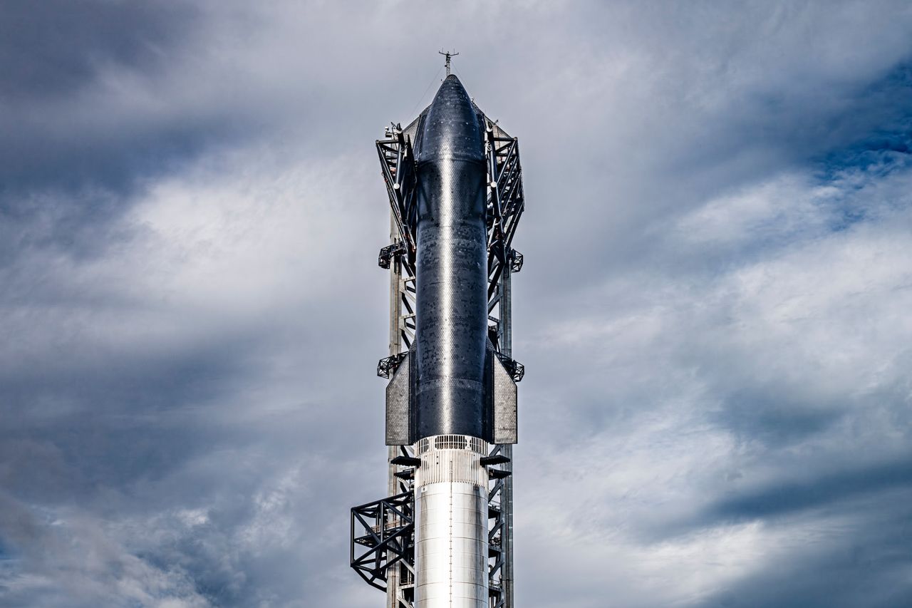 This undated handout photo shows SpaceX's Starship atop its Super Heavy booster. 