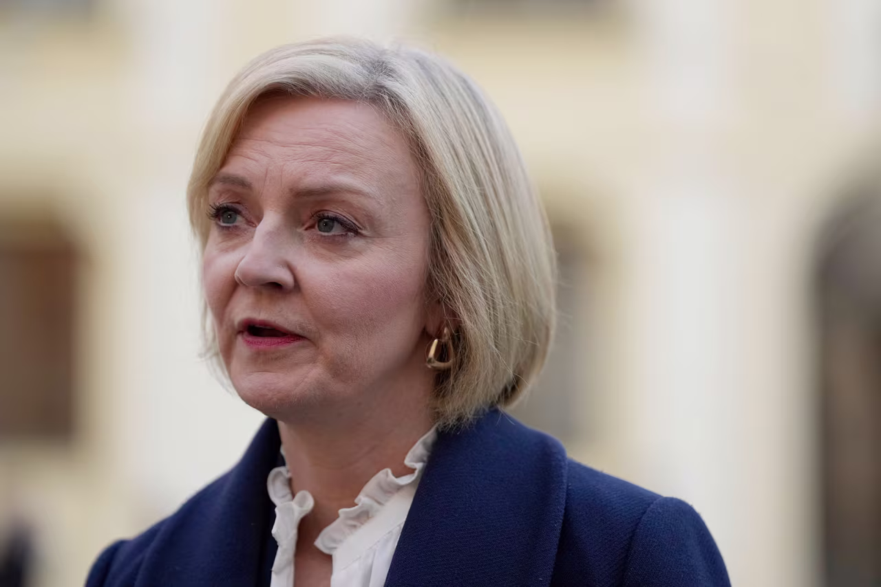 British Prime Minister Liz Truss makes a press statement on October 6 in Prague.