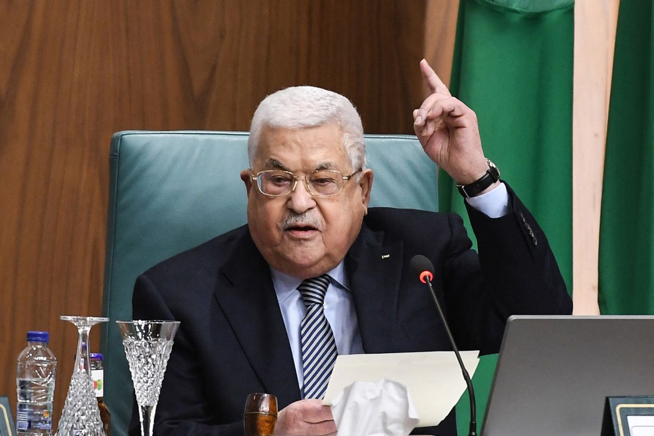 Palestinian President Mahmud Abbas speaks during the Arab League's "Summit for Jerusalem" in Cairo, Egypt, on February 12.