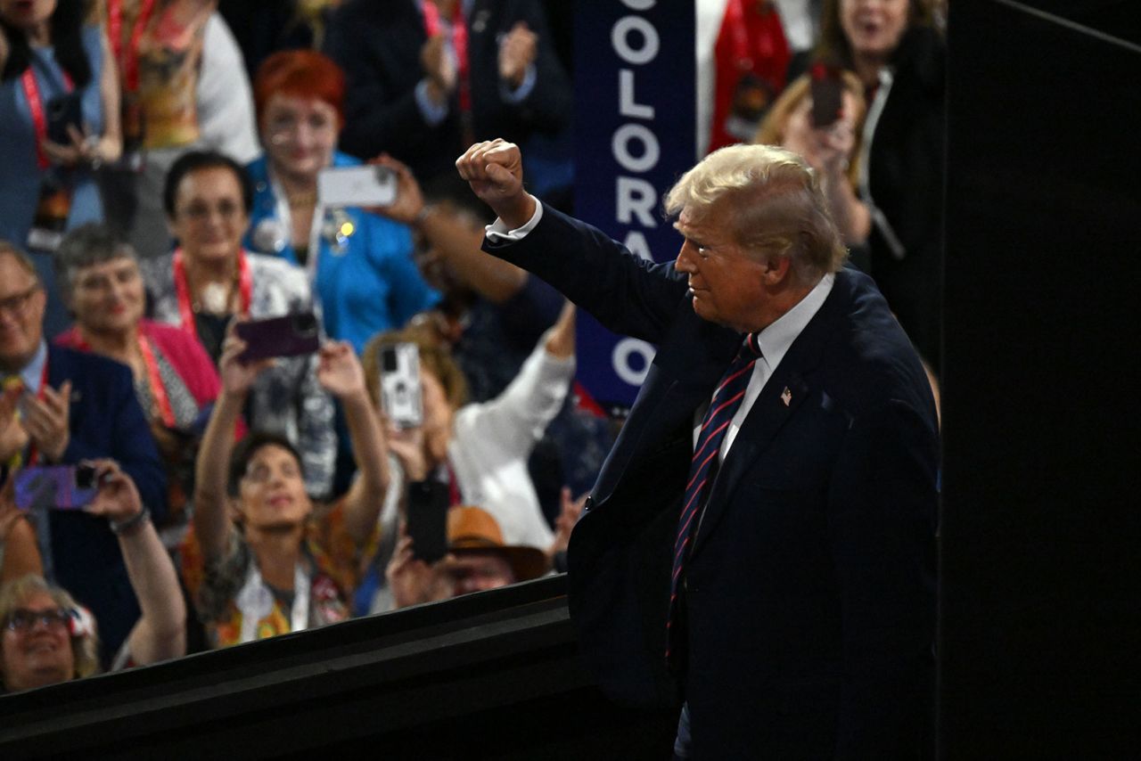 Former President Donald Trump arrives for the third night of the Republican National Convention in Milwaukee on Wednesday, July 17.