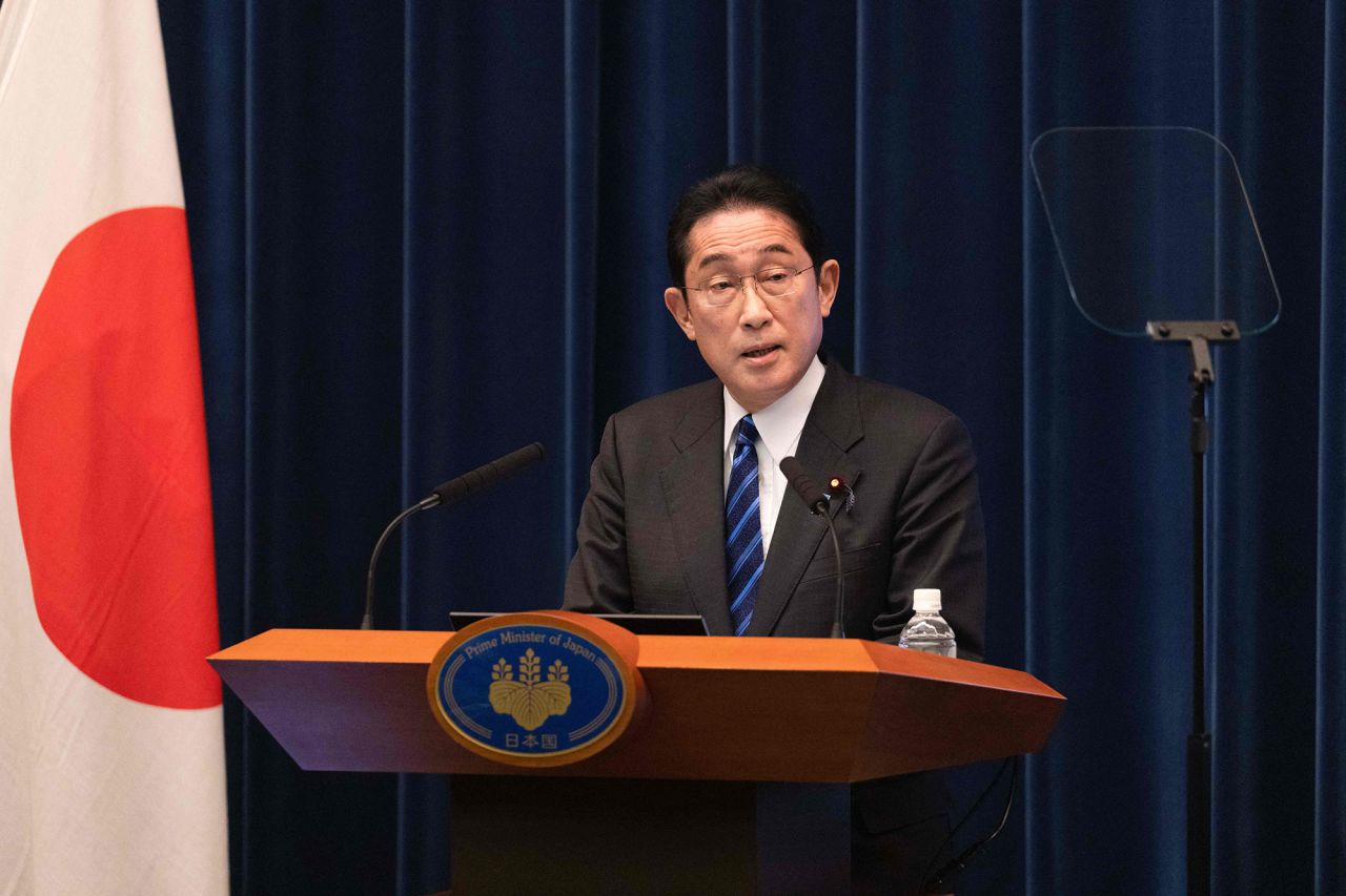 Japanese Prime Minister Fumio Kishida speaks during a press conference in Tokyo, Japan, on February 24.