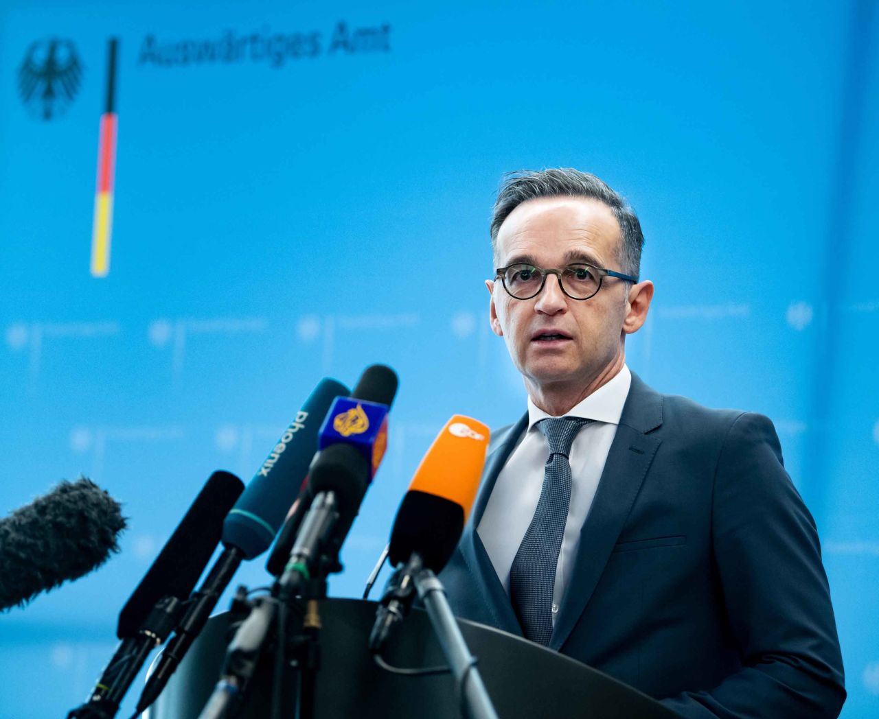 Germany's Foreign Minister Heiko Maas speaks at a news conference in Berlin on Tuesday.