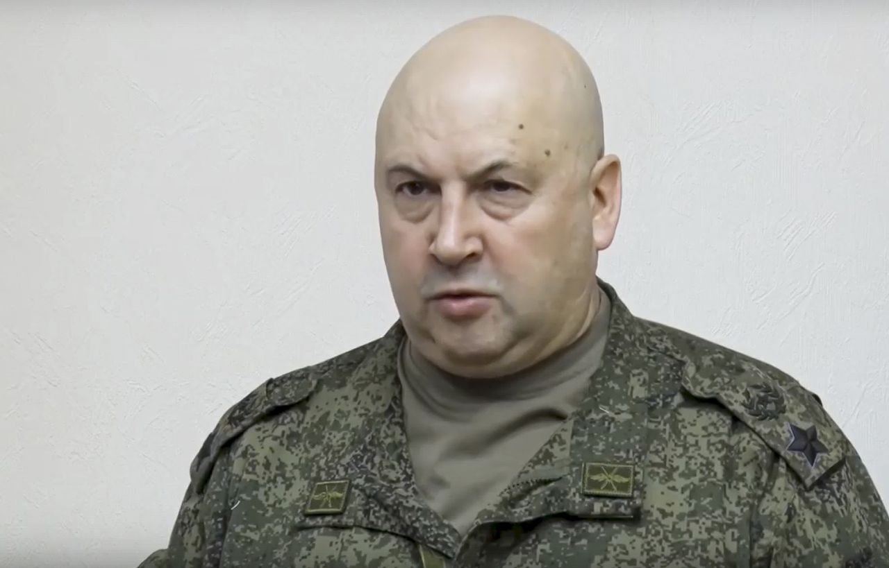 General  Sergei Surovikin appears in this handout photo taken from video released by Russian Defense Ministry Press Service on November 9, 2022.