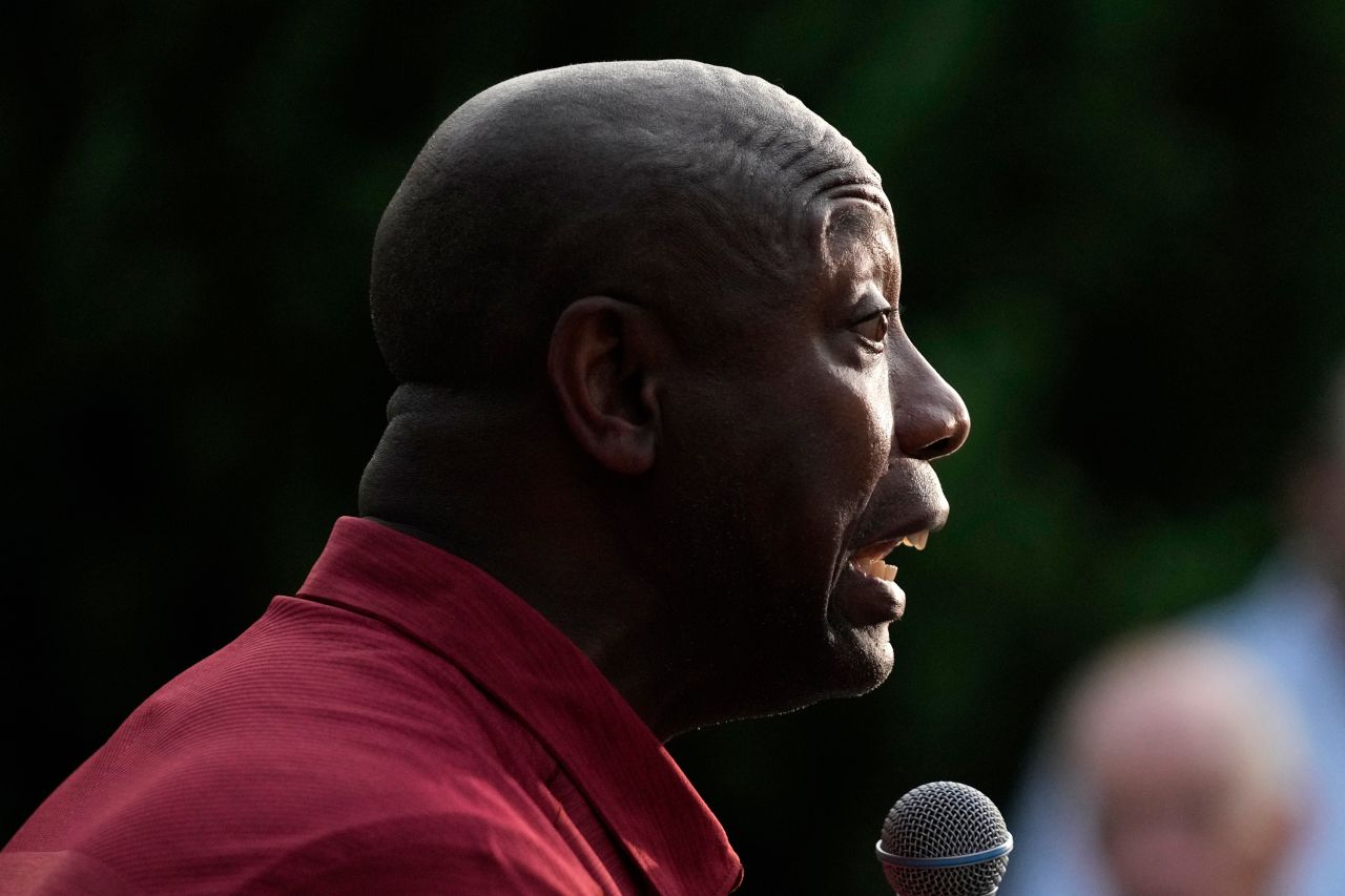 Tim Scott speaks at a campaign event, in Rye, New Hampshire, on September 7.