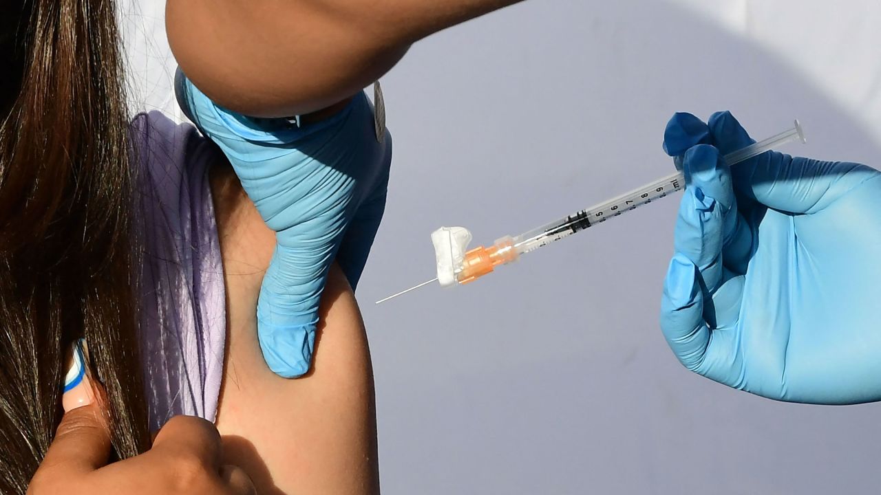 A person receives a Covid-19 vaccine in Los Angeles in November.