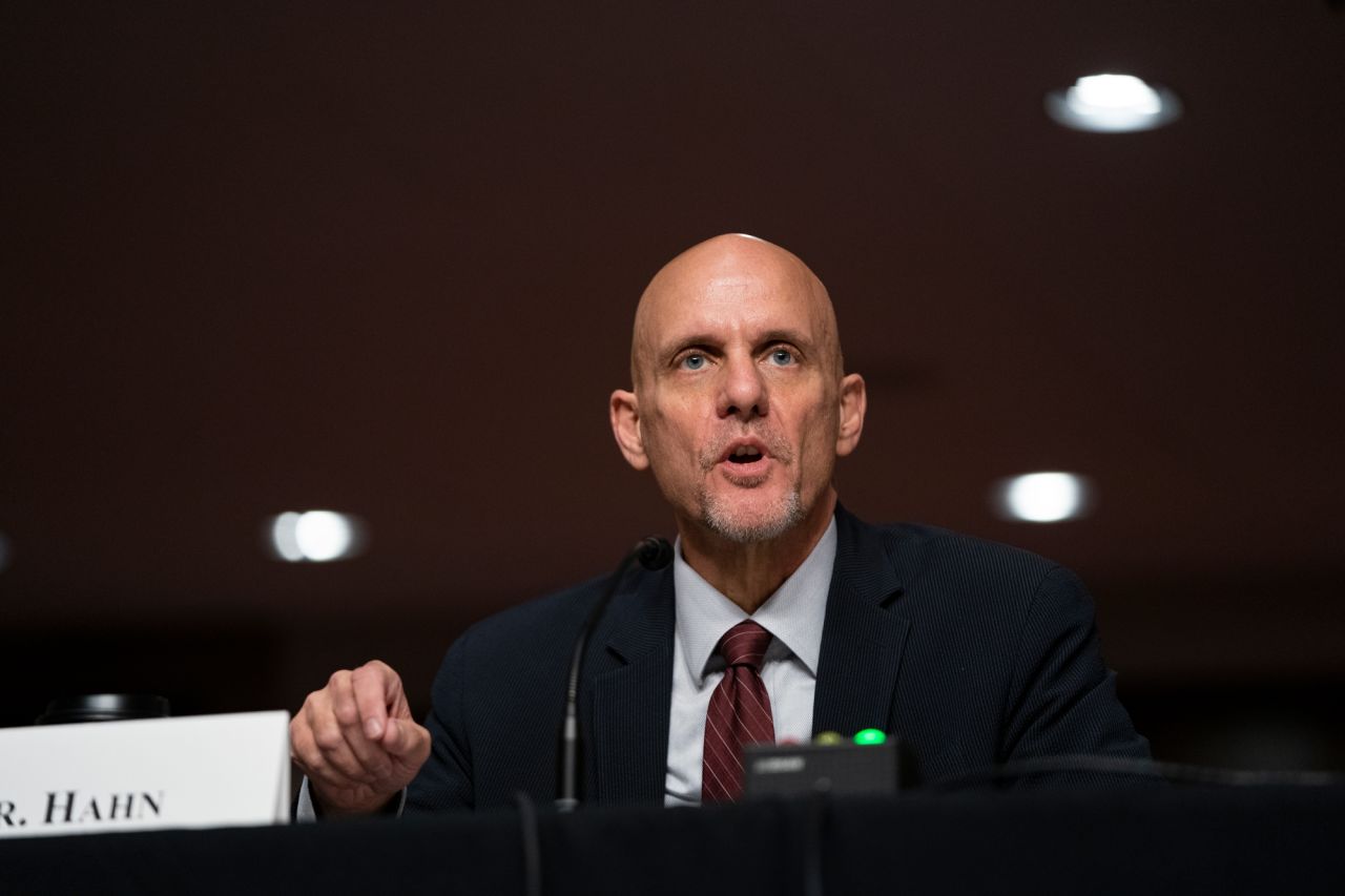 Food and Drug Administration Commissioner Dr. Stephen Hahn testifies at a hearing of the Senate Health, Education, Labor and Pensions Committee on September 23 in Washington, DC. 