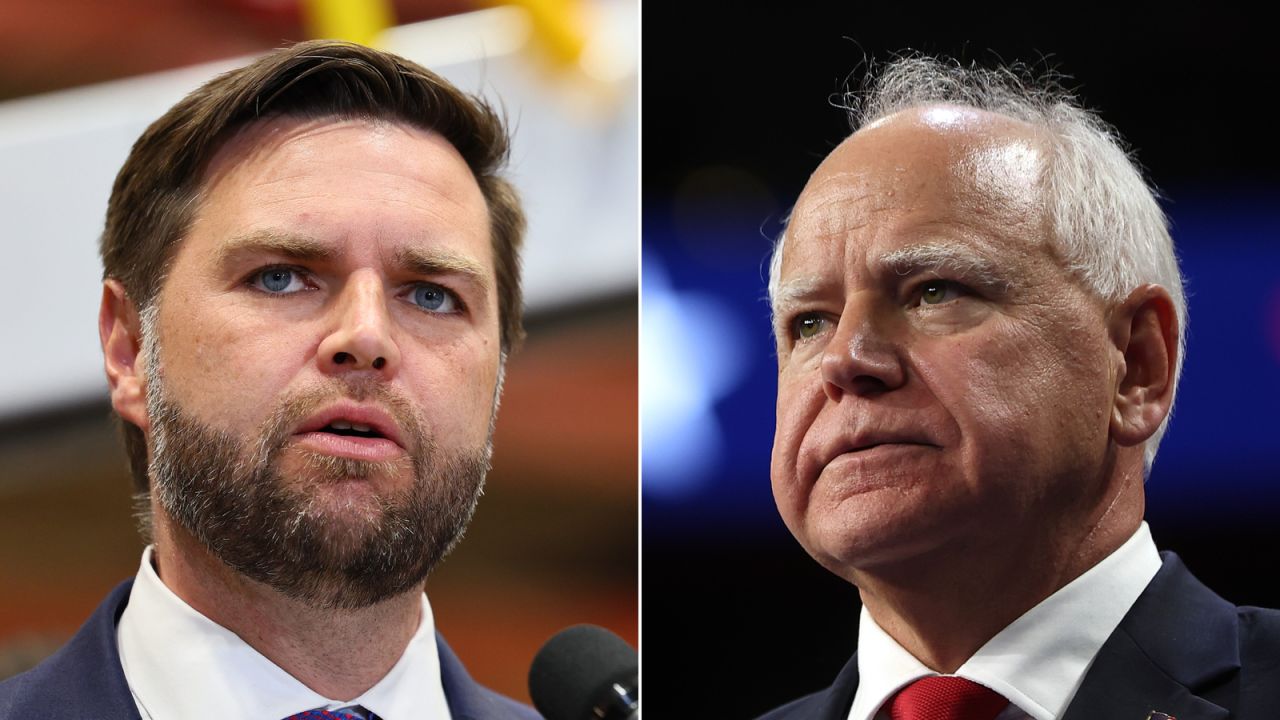 Republican vice presidential nominee JD Vance and Minnesota Gov. Tim Walz.