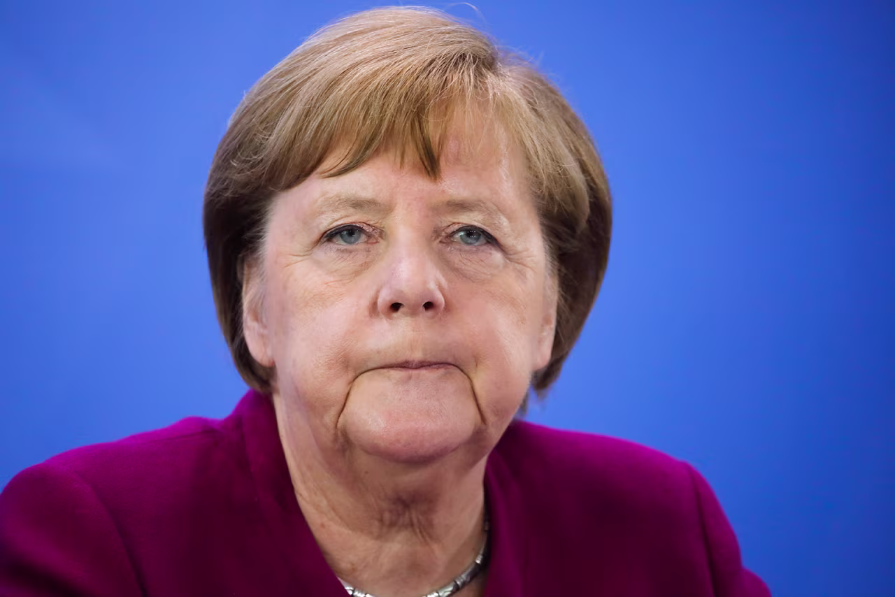 German Chancellor Angela Merkel briefs the media in Berlin, on May 27.