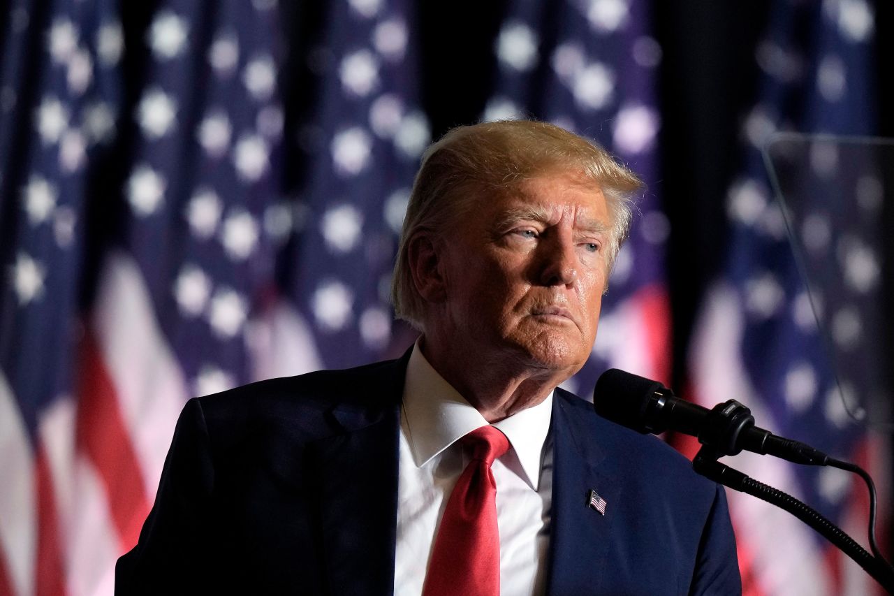 Former President Donald Trump speaks during a rally in Council Bluffs, Iowa, on July 7.