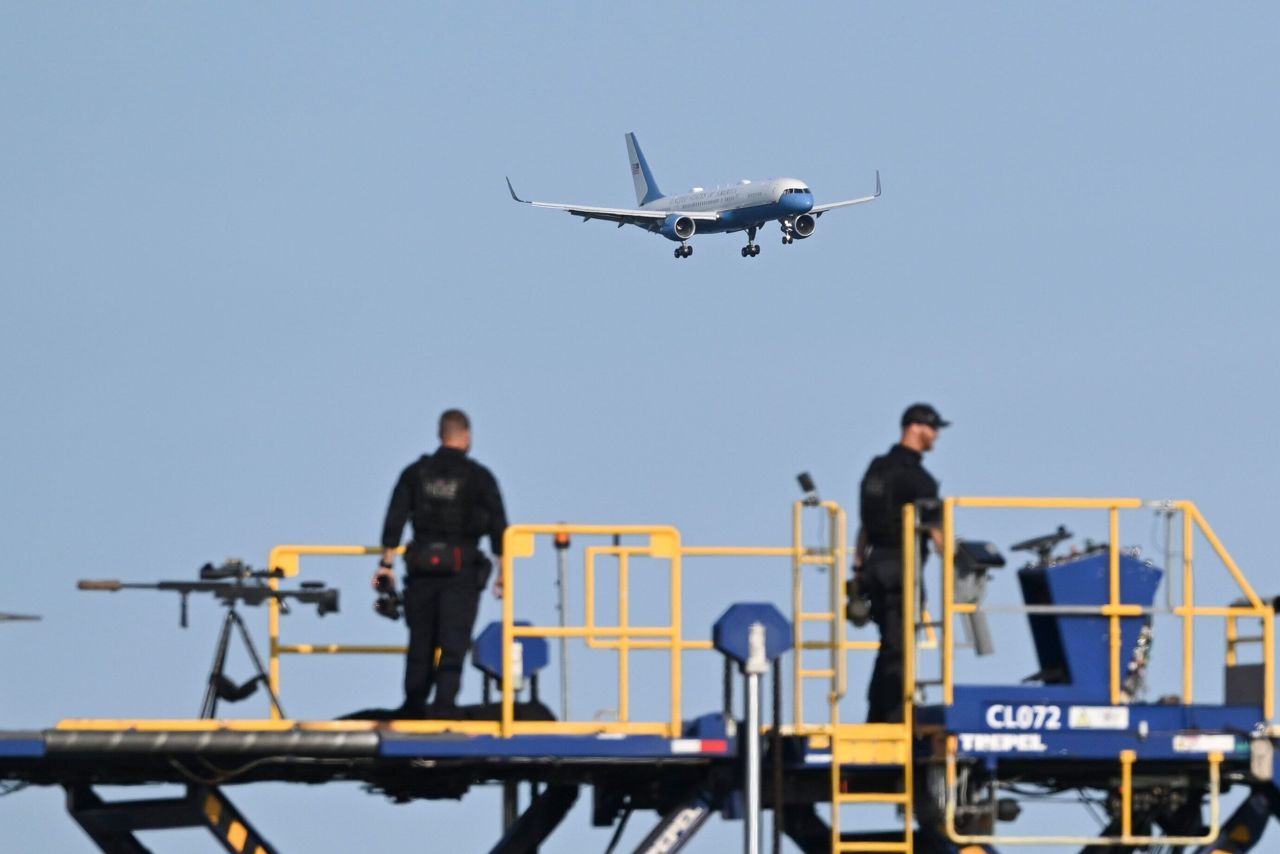 Air Force Two, carrying Harris, arrives in Philadelphia on Monday.