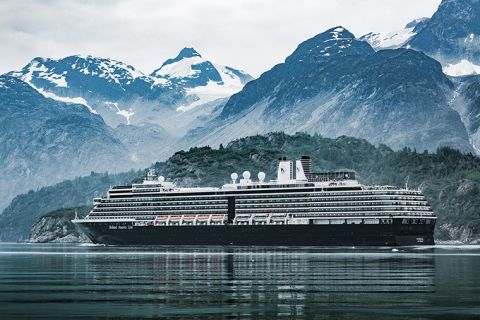 The Holland America Line Inc. Noordham cruise ship passes through the Tarr Inlet in Glacier Bay, Alaska, on Friday, July 12, 2019. 