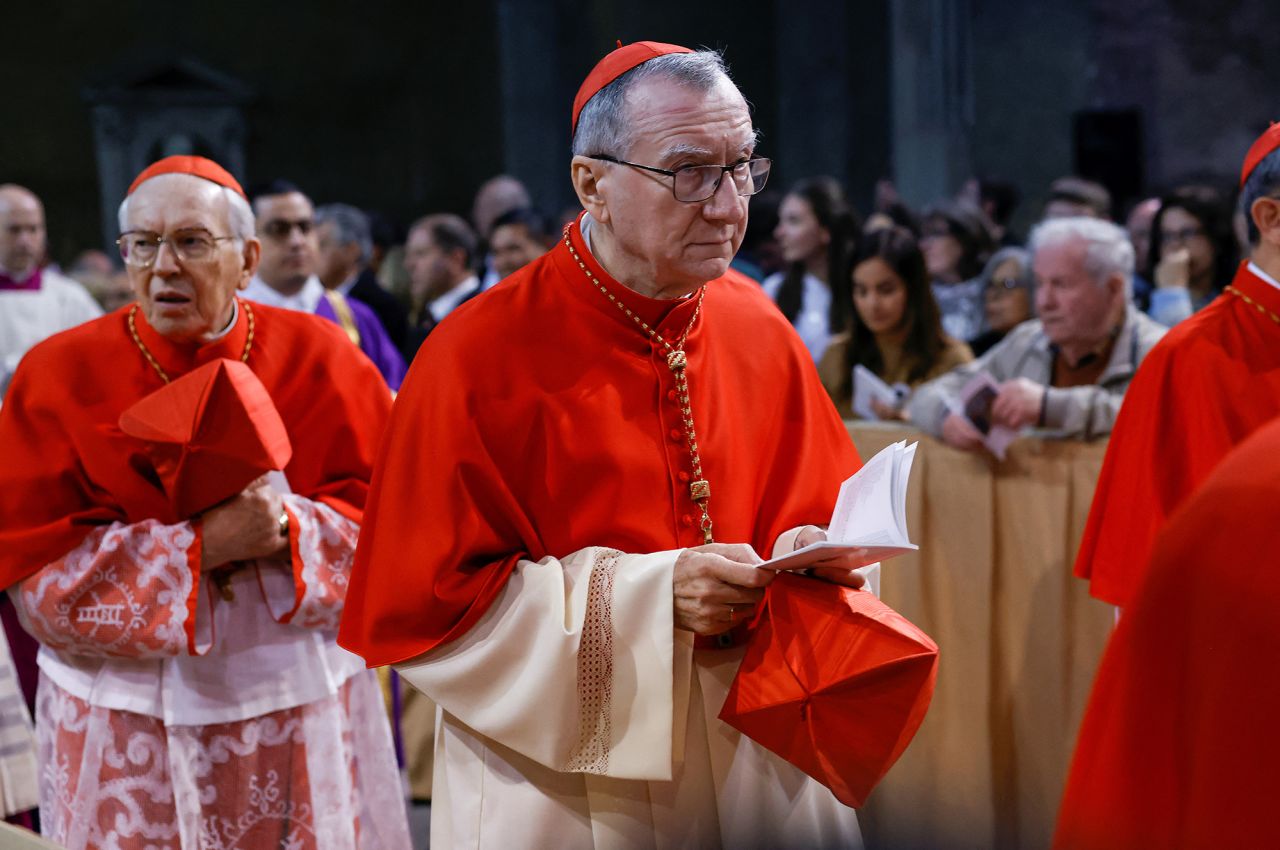 Cardinal Pietro Parolin attends the Ash Wednesday mass at the Santa Sabina Basilica in Rome, Italy, on February 14.