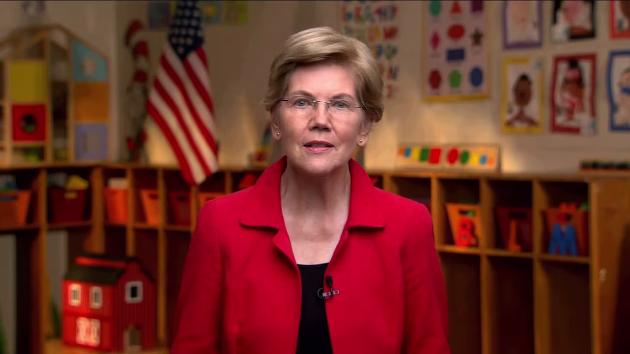 Sen. Elizabeth Warren speaks during the third night of the Democratic National Convention on Wednesday, Aug. 19.