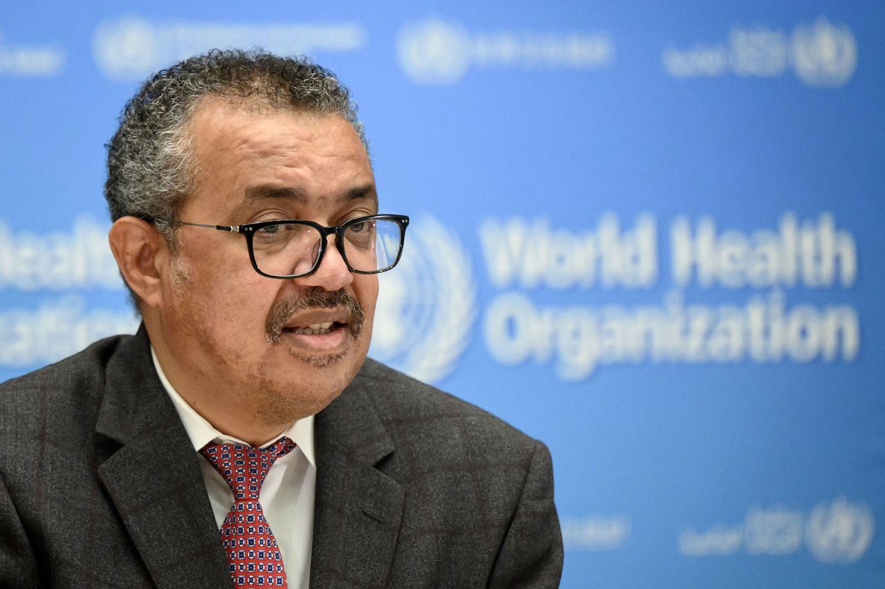 World Health Organization Director-General Tedros Adhanom Ghebreyesus speaks at an event in Geneva in October 2021.