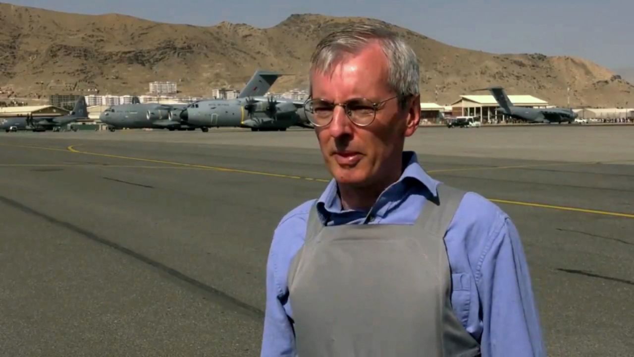 UK ambassador to Afghanistan Laurie Bristow speaks from Kabul, Afghanistan, in a video posted on Twitter on August 28, 2021.