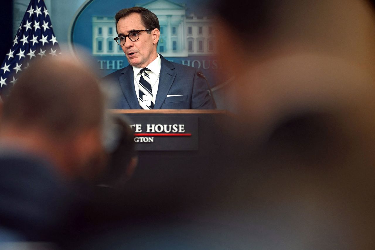 US National Security Council spokesman John Kirby speaks during the daily press briefing in the Brady Press Briefing Room of the White House in Washington, DC, on July 25. 