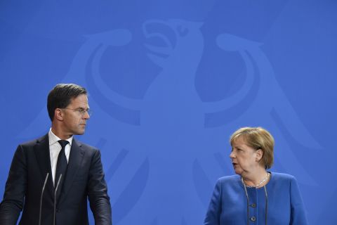 German Chancellor Angela Merkel and Dutch Prime Minister Mark Rutte met in Berlin on Wednesday.