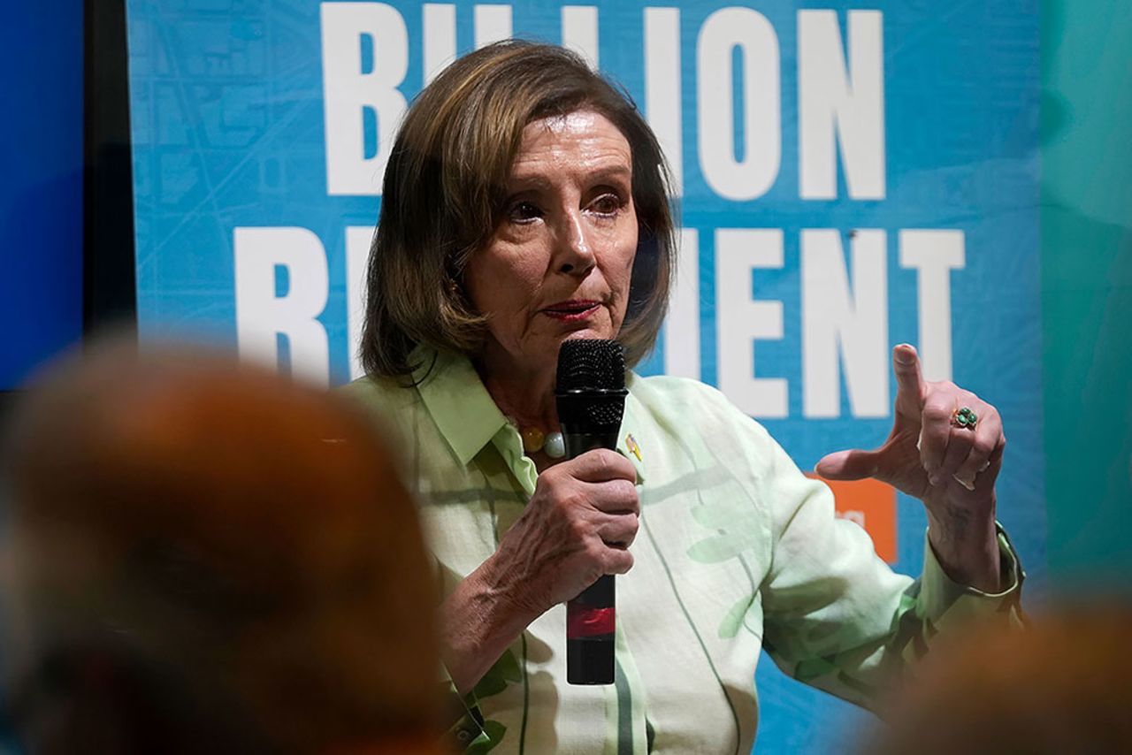 Pelosi speaks during the COP27 U.N. Climate Summit on Thursday, November 10, in Sharm el-Sheikh, Egypt. 