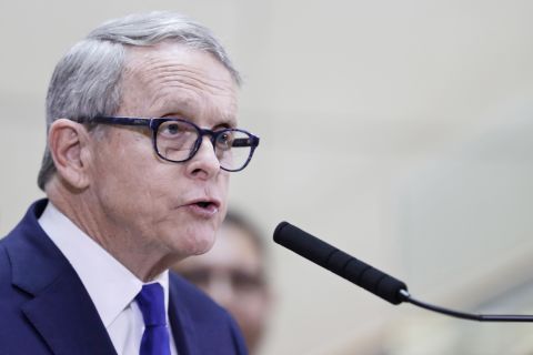 Ohio Governor Mike DeWine gives an update at MetroHealth Medical Center on the state's preparedness and education efforts on the coronavirus in Cleveland, on February 27. 