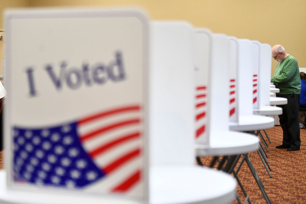 A person votes early at the Knoxville Expo Center early voting location on Thursday, February 22, 2024 in Knoxville, Tennessee.