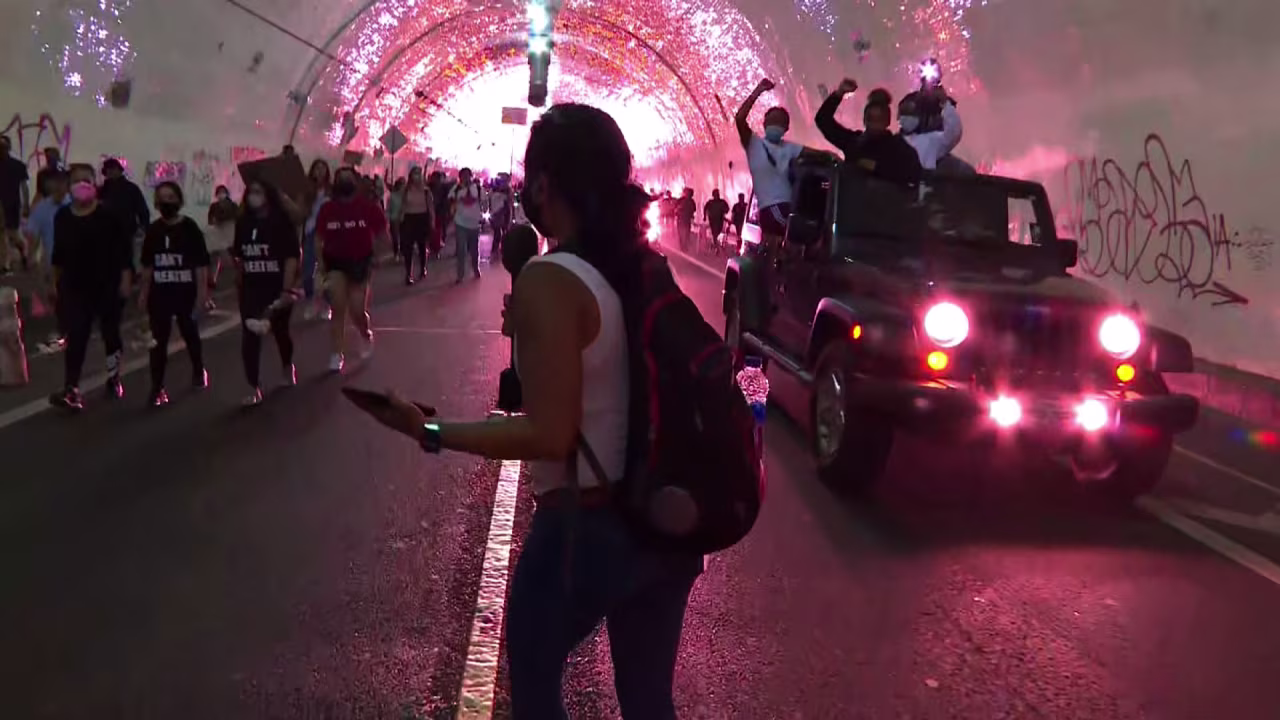 CNN's Kyung Lah reports from a protest on Thursday night in Los Angeles.