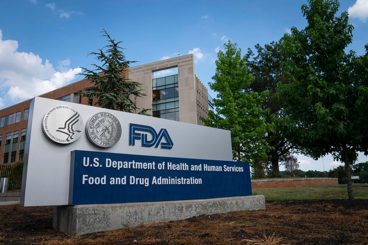 A sign for the Food And Drug Administration is seen outside of the headquarters in White Oak, Maryland, on July 20.
