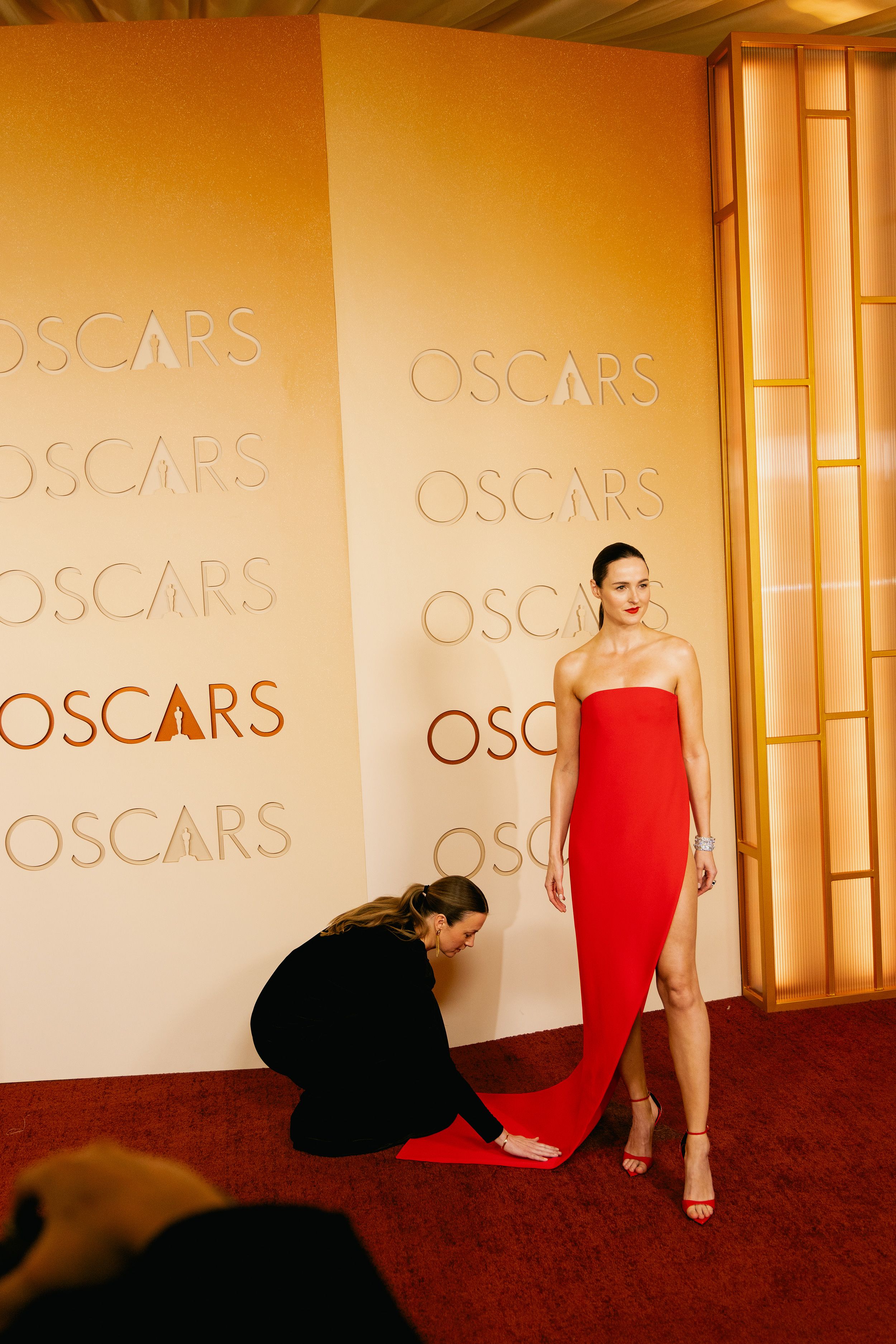 “Sentimental Value” star Renate Reinsve’s train sat perfectly on the carpet — with a little help.